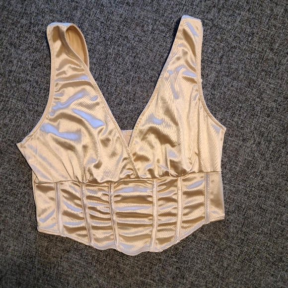 Silky champagne corset - Picture 1 of 3